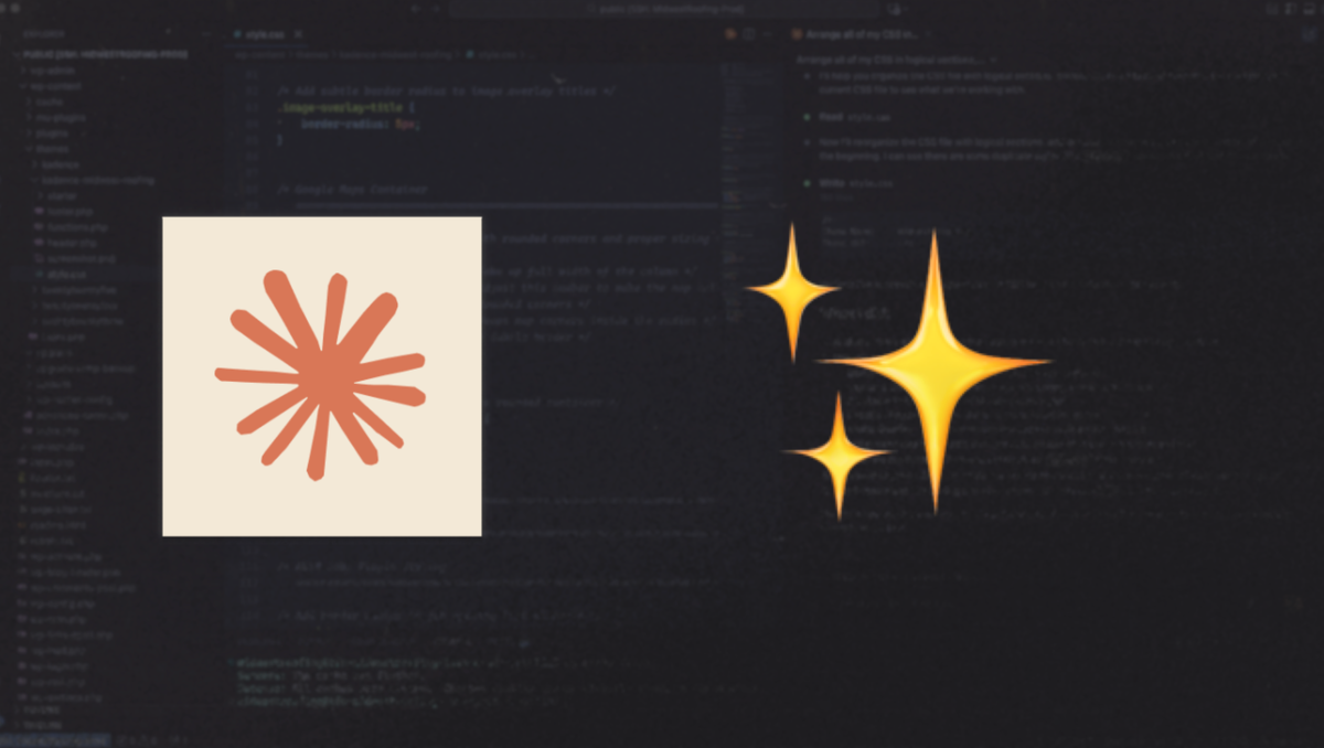 Using Claude in VS Code to clean up styles.css and functions.php in WordPress